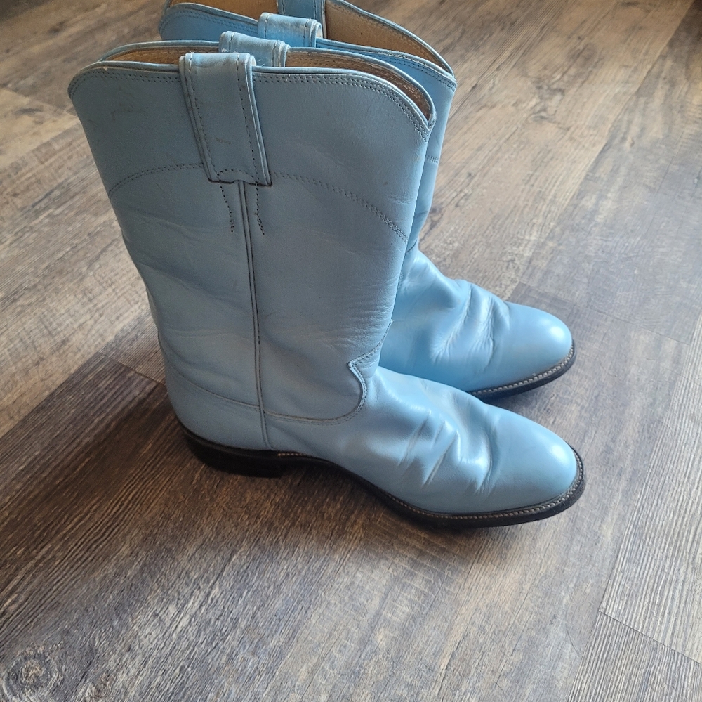 COPY - Custom Dyed baby blue Justin cowboy boots